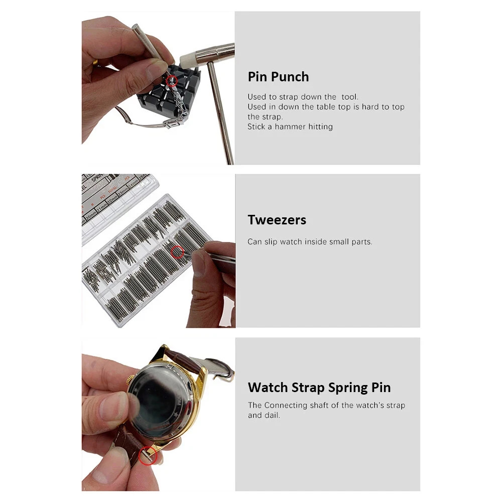 147 Pcs Watch Repair Kit Watchmaker Back Case Remover Opener Link Pin Spring Bar