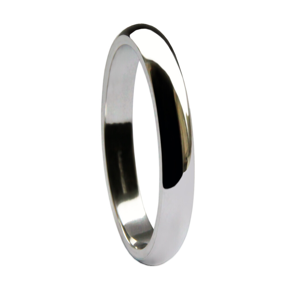 9ct White Gold D-Shape Wedding Rings 2mm 2.5mm 3mm 4mm 5mm 6mm 8mm Heavy Bands