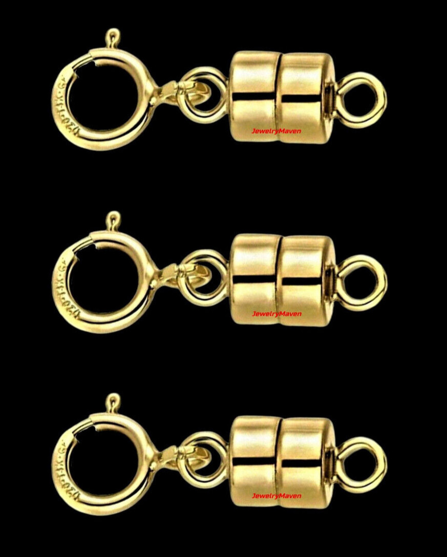(3) 4.5mm Yellow 14k Gold FILLED MAGNETIC CLASP Extender 5mm spring ring USA