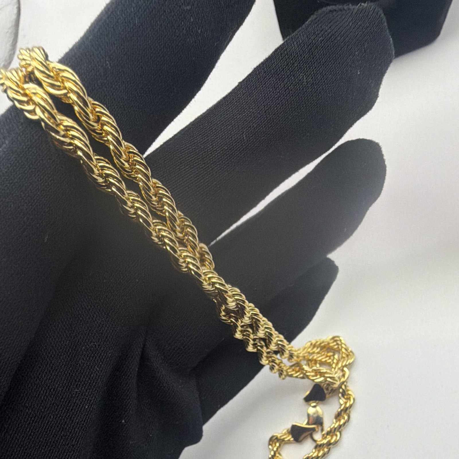 Gold Tone Rope Chain Necklace – Lobster Clasp, Metal, No Stone