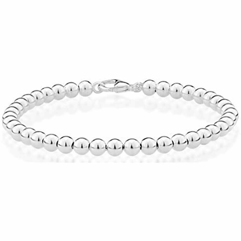Sterling Silver 4MM-10M Italian Bead Ball Chain Bracelet- Handmade Bead Italian