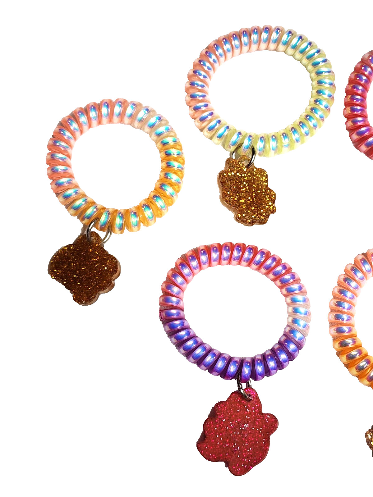 Rainbocorn Multicolor Elastic Stretch Coil Cord Charm Bracelets Lot 7 Unicorn