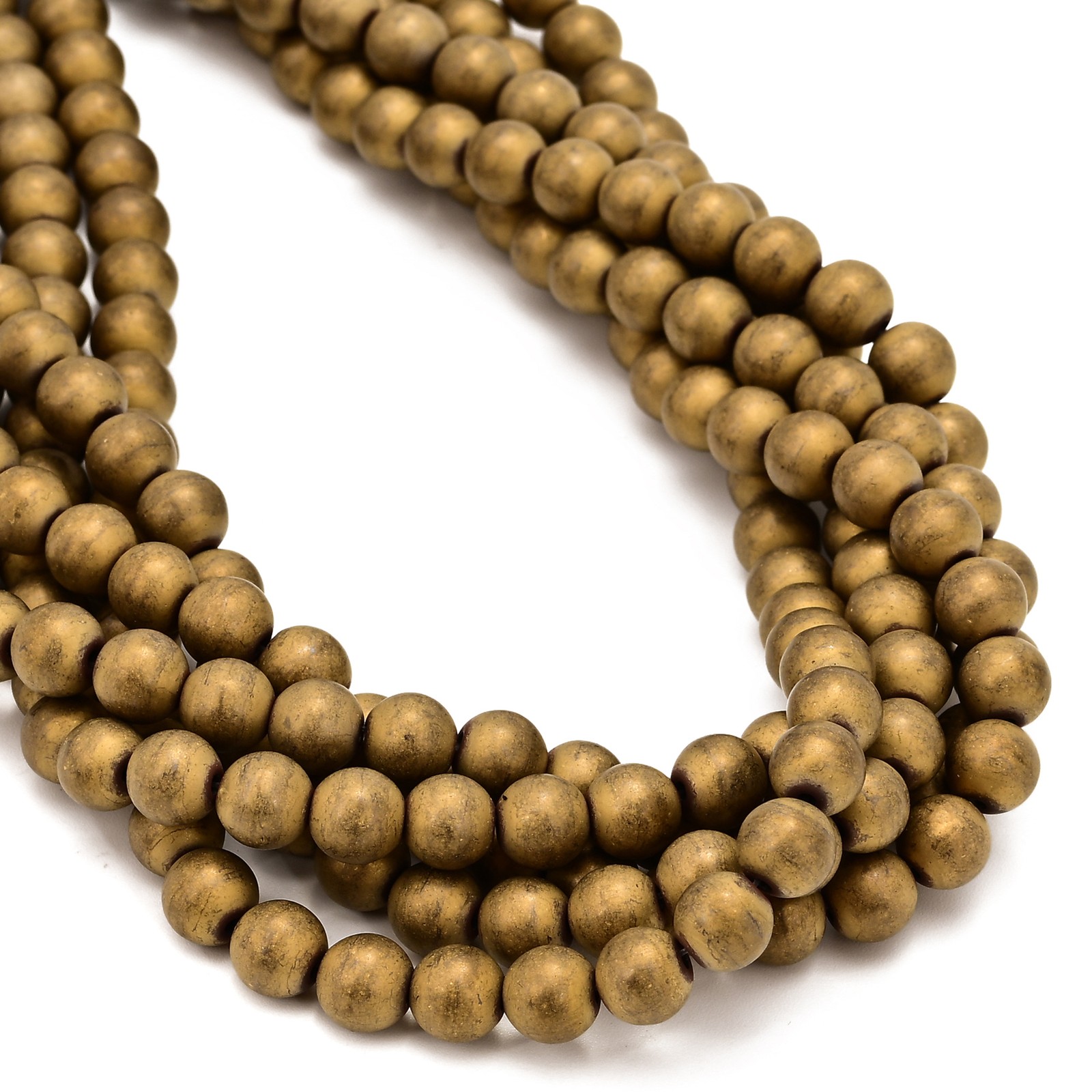 Gold Hematite Matte Round Beads Size 2mm 3mm 4mm 6mm 8mm 10mm 12mm 15.5″ Strand