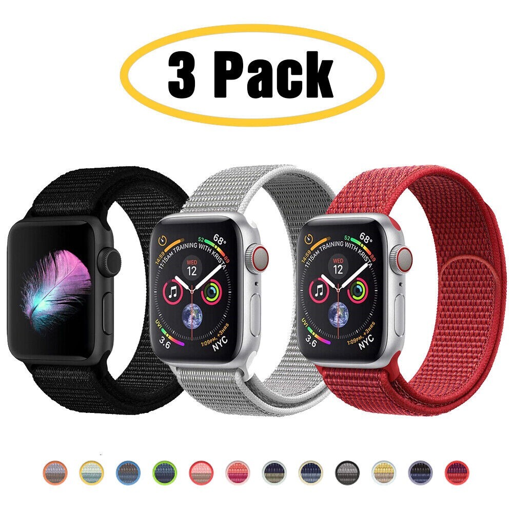 3 PACK Nylon Sport Band Strap For Apple Watch Series 11 10 9 8 7 6 SE 38/49mm