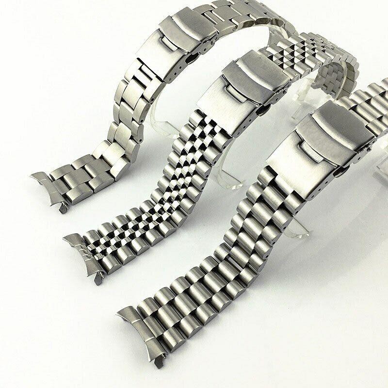 18 19 20 21 22 23-30 mm Metal Strap Watch Band Stainless Steel Curved Ends