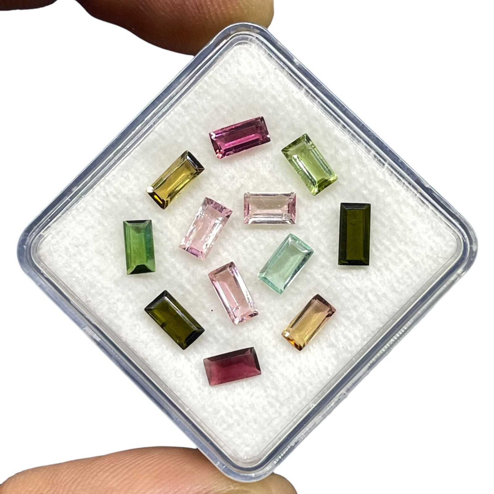 12 Pcs Natural Multi Tourmaline 5.6-6.7mm Baguette Cut Loose Untreated Gemstones