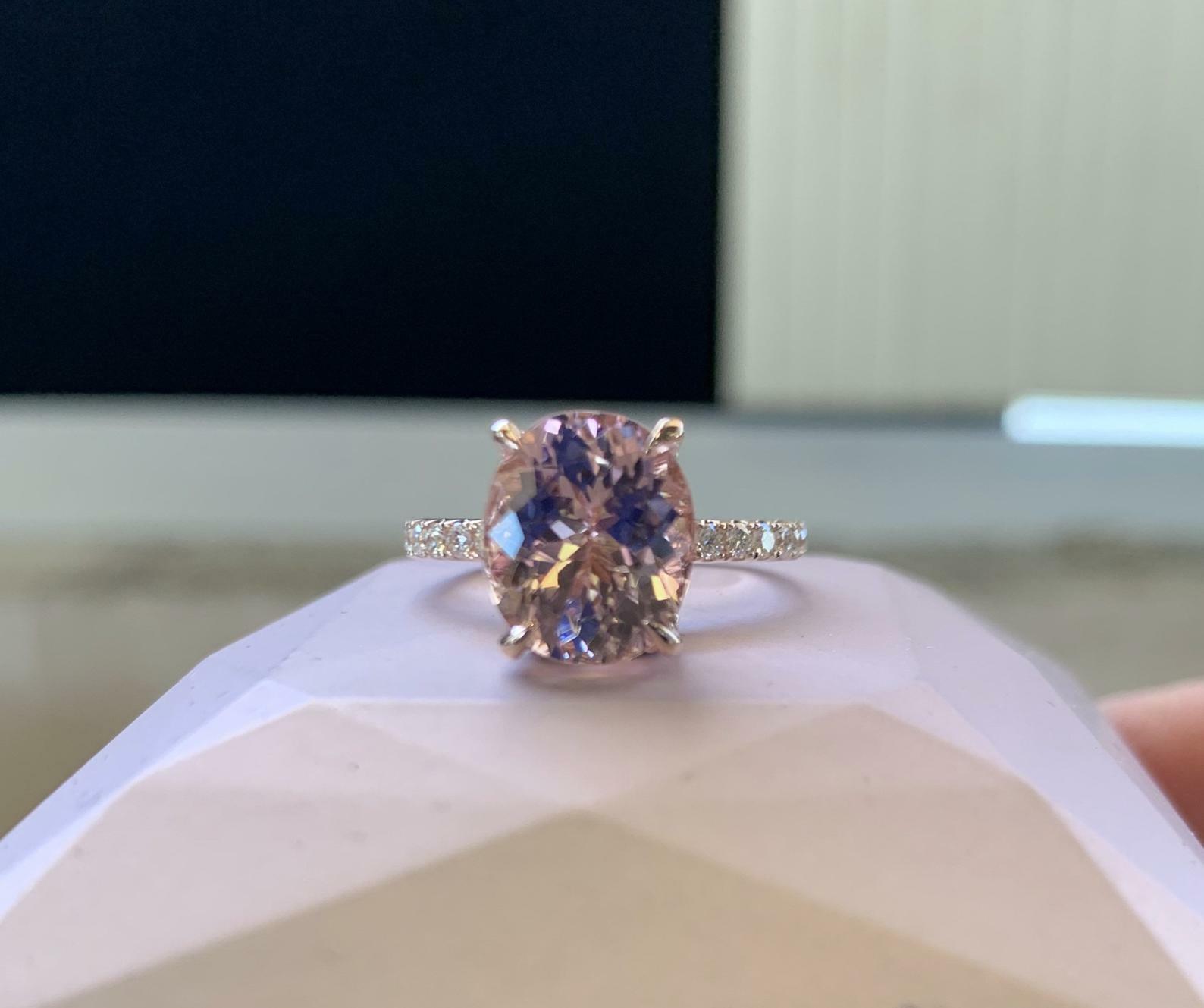 2.40Ct Oval Cut Natural Morganite Solitaire Ring 14K Rose Gold Silver Plated