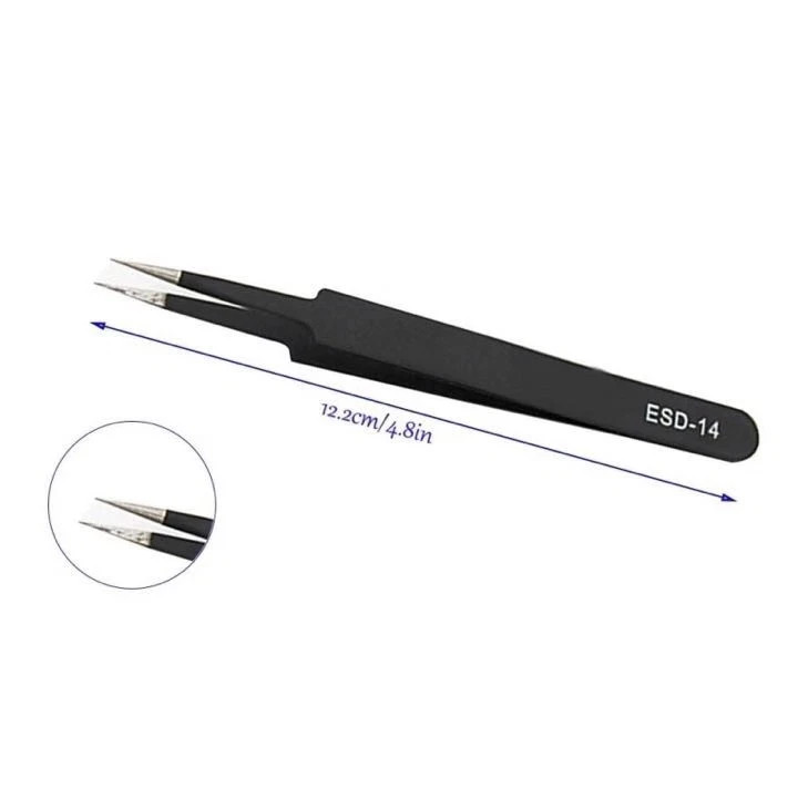 6Pcs ESD Anti-static Tweezers Set Maintenance Repair Stainless Steel Tools Kit