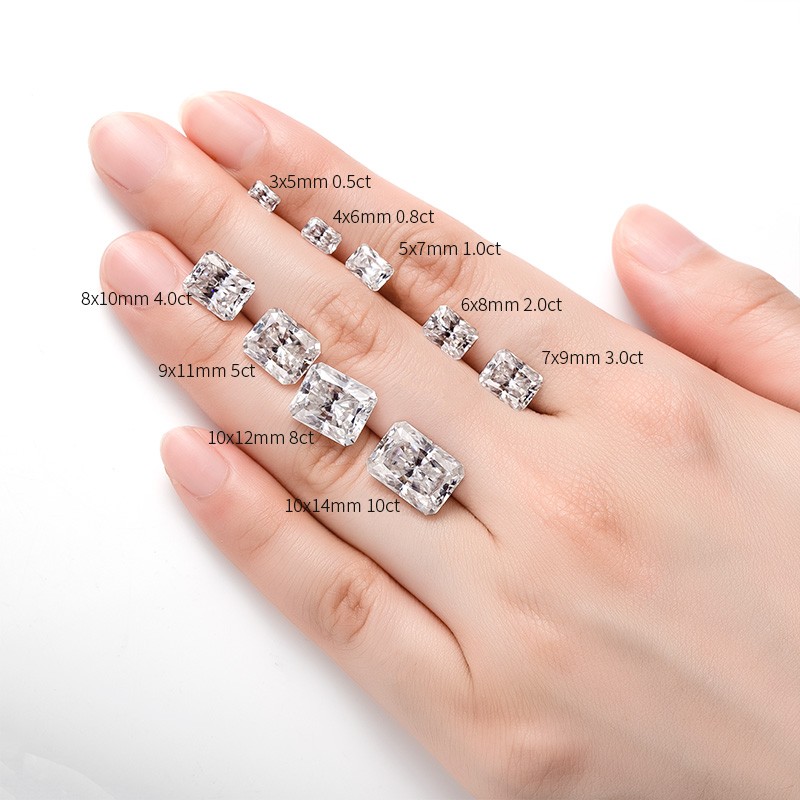 US Full Size Radiant Cut 0.2-10ct Sparkling Moissanite Loose D Color GRA VVS1