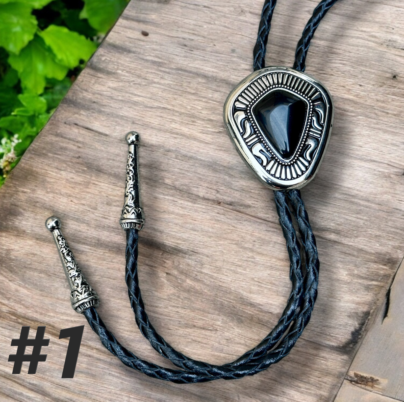 Bolo Tie Mens Wedding Necklace 38″ Leather Rope Western Cowboy Style