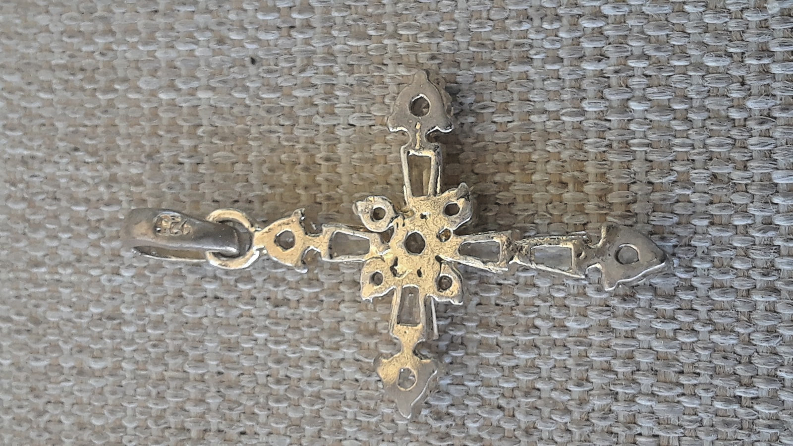 925 Sterling Silver Tapered Baguette & Round-Cut C Z Cross Charm Pendant