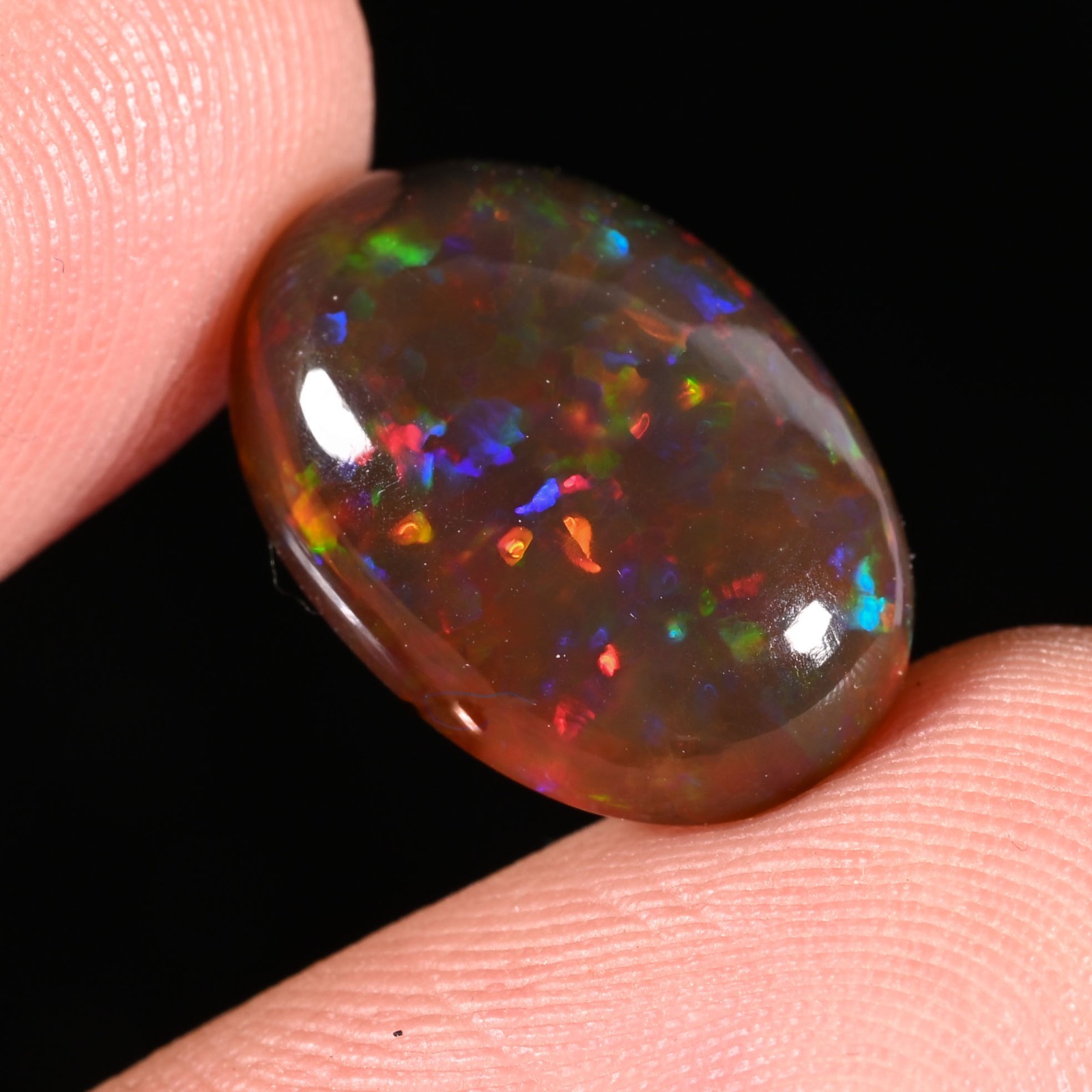 5.60 Ct Natural Ethiopian Multi Fire Black Opal Cabs Loose Gemstone 15x11x6 MM