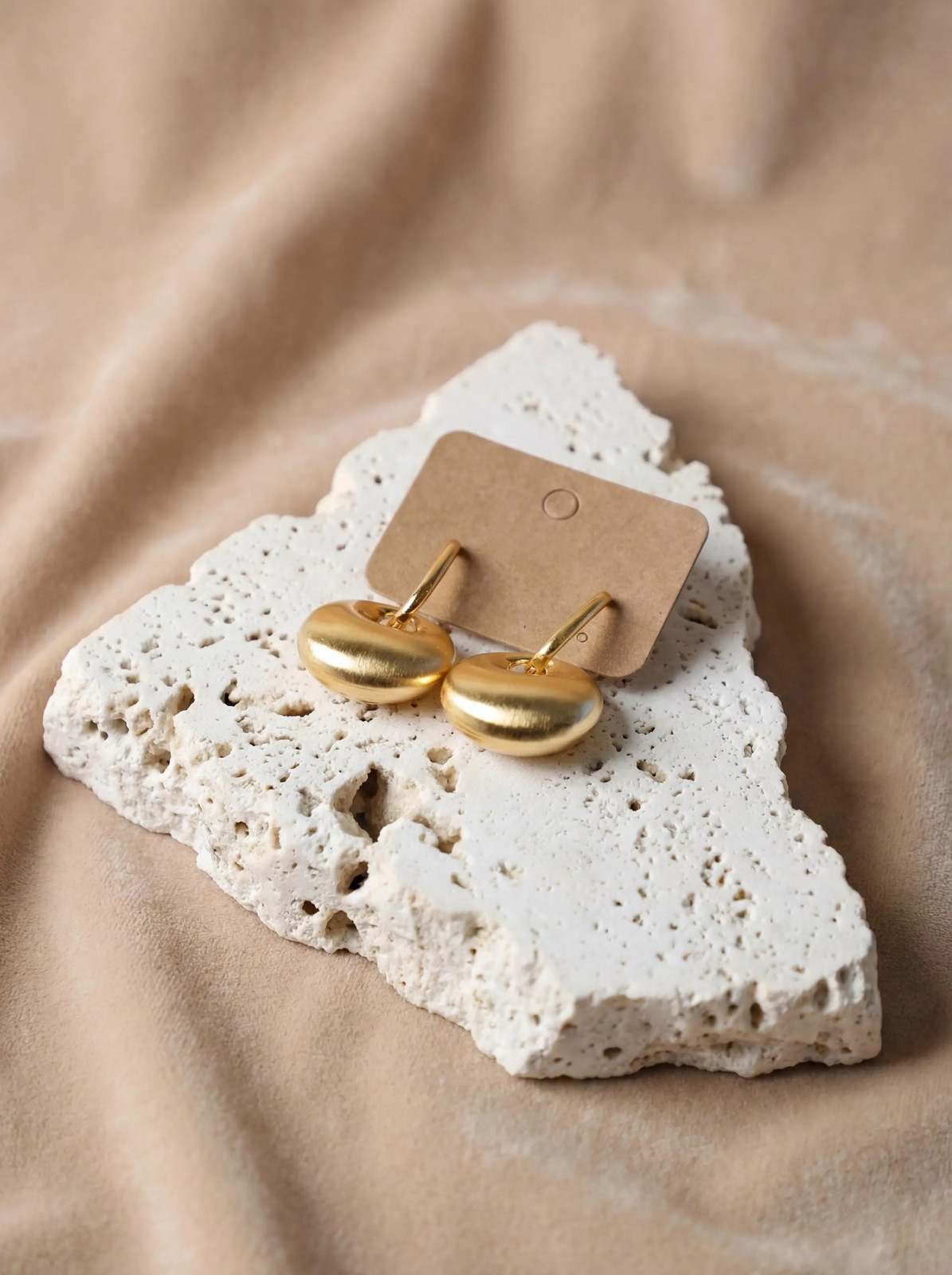Gold Donut Hoop Earrings Brushed Satin Disc Drop Modern Minimalist Statement