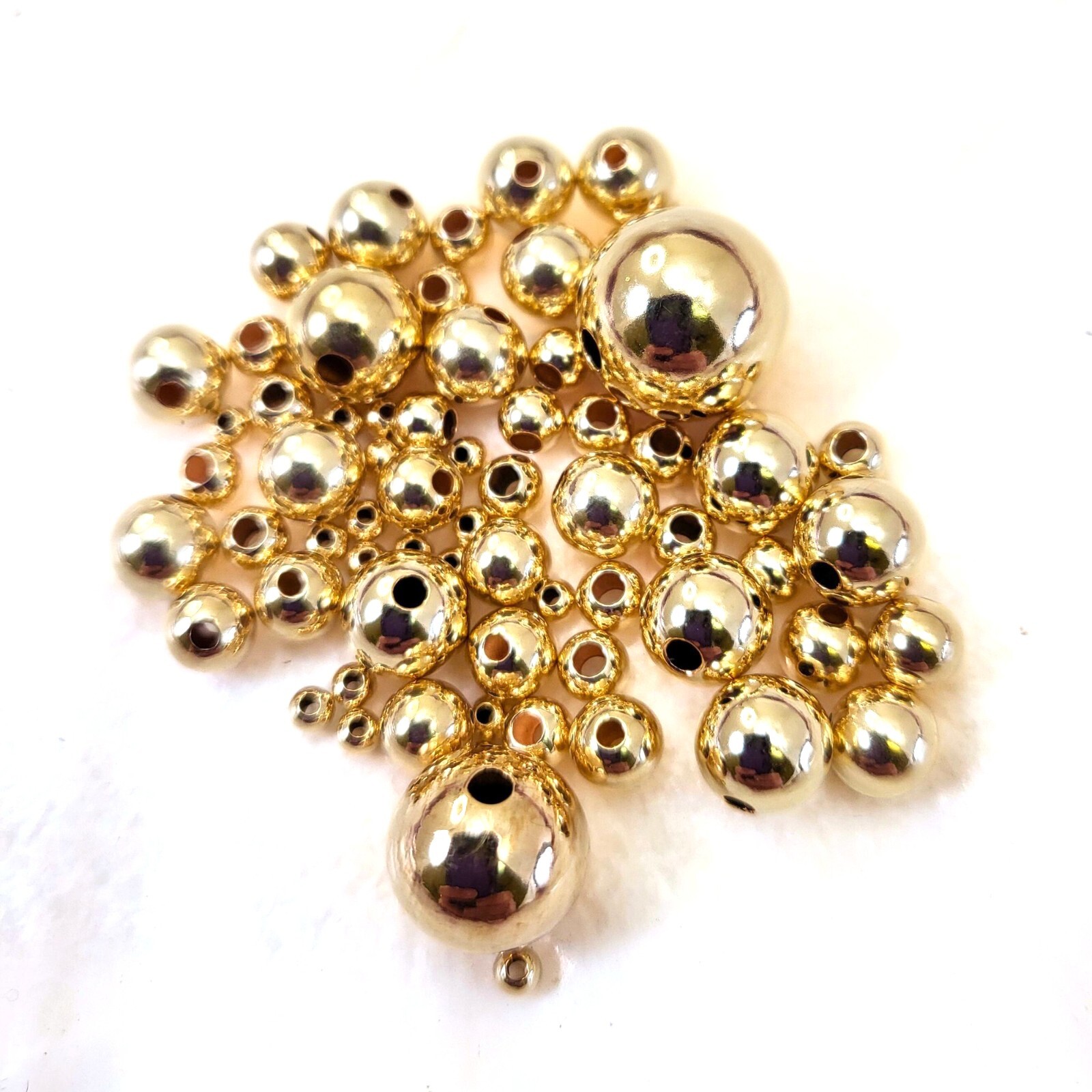 14K GOLD FILLED ROUND SEAMLESS BRIGHT YELLOW BEADS 3-7mm Made in USA