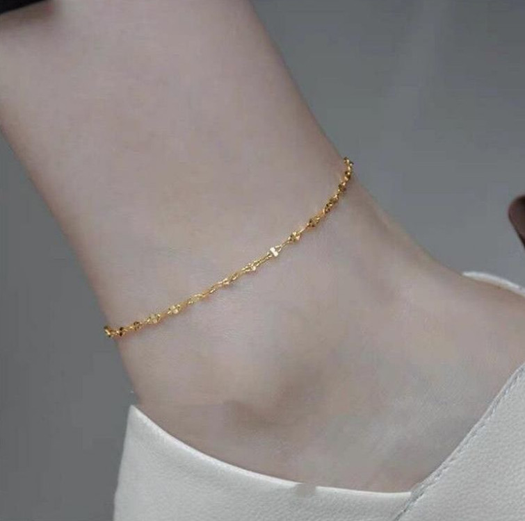 Women Stainless Steel 18K Gold Plated Anklets Smooth Chain Ankle 8-10″ PE10