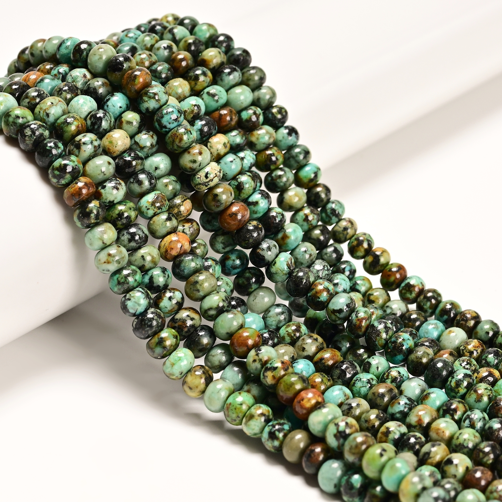 Natural African Turquoise Smooth Rondelle Beads Size 4x6mm 5x8mm 15.5” Strand