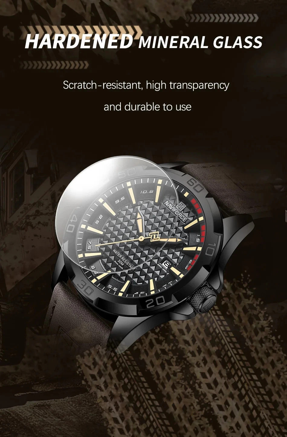 NAVIFORCE Men Casual Sport Military Quartz Calendar Wrist Watch for Man Business