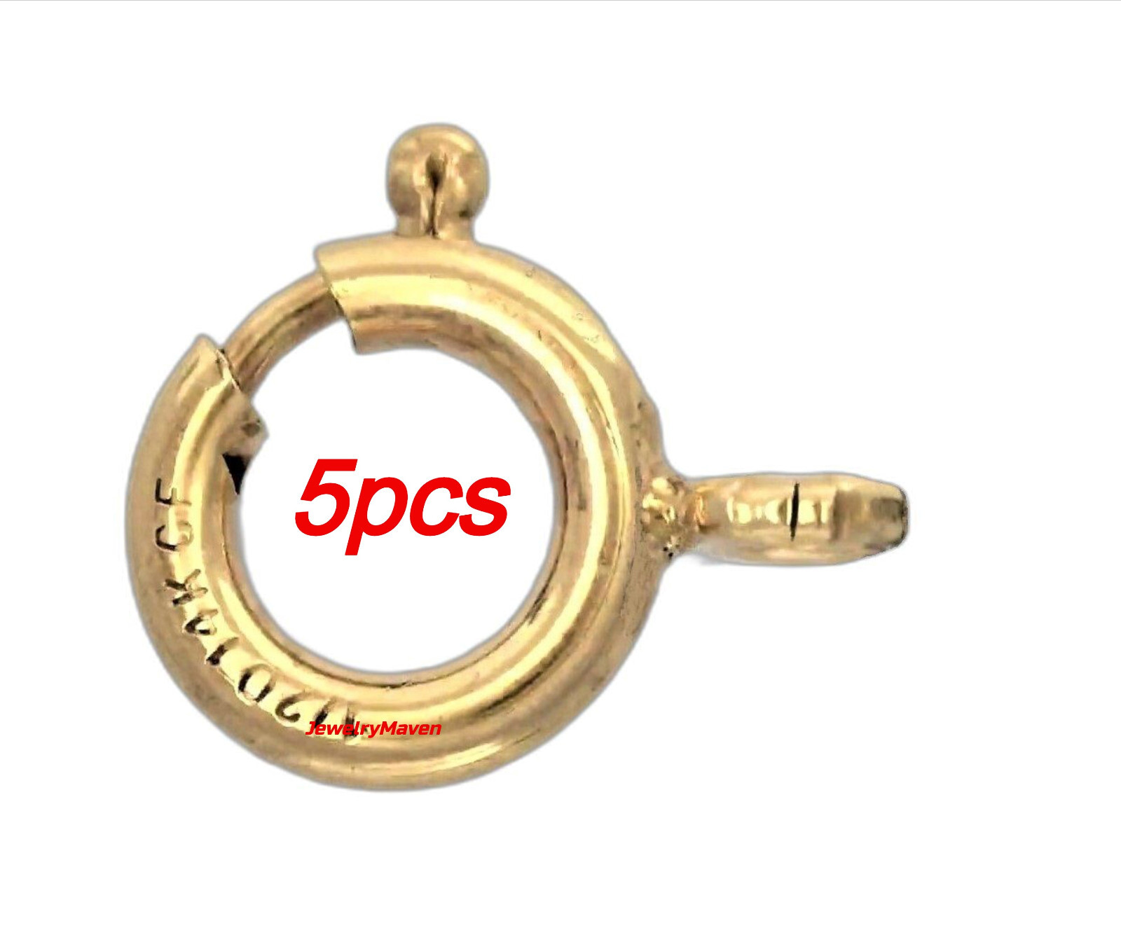 (5) FIVE BULK PACK 8mm 14k Yellow Gold FILLED Heavy Spring Ring Clasp OPEN Jump