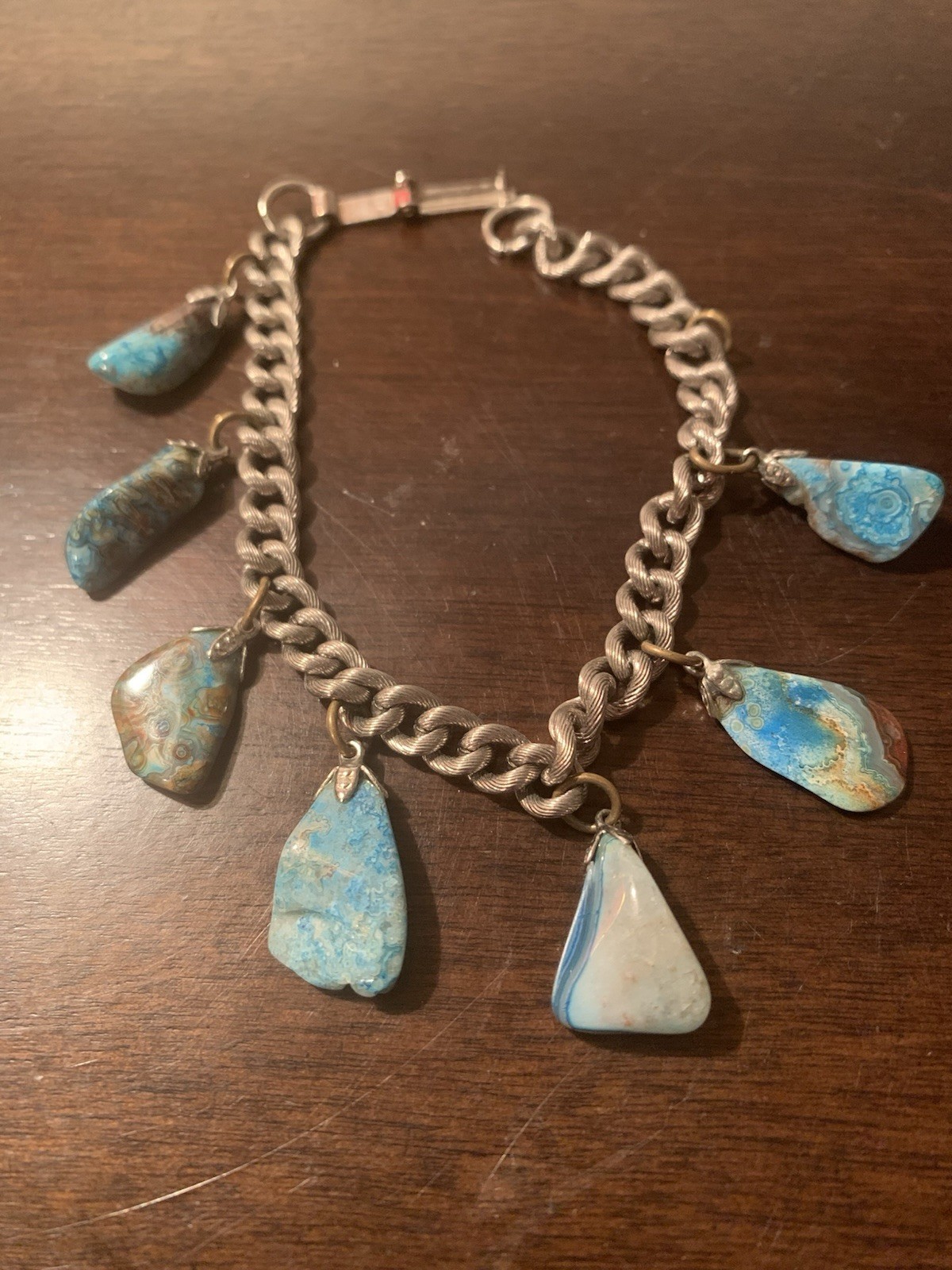 Vtg. Silvertone 7 Inch Blue Stone Bracelet