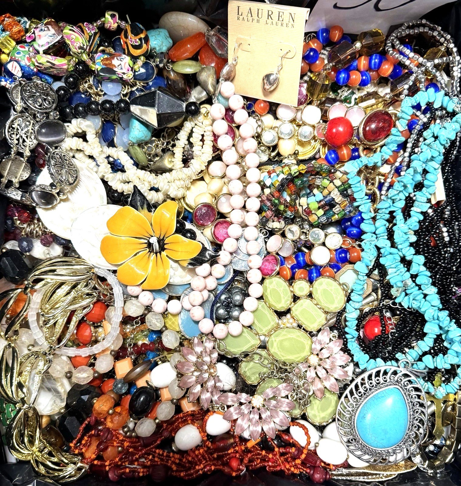 UNTESTED Vintage Modern Jewelry Junk Craft Lot Pieces Part Brooches Bracelet +++