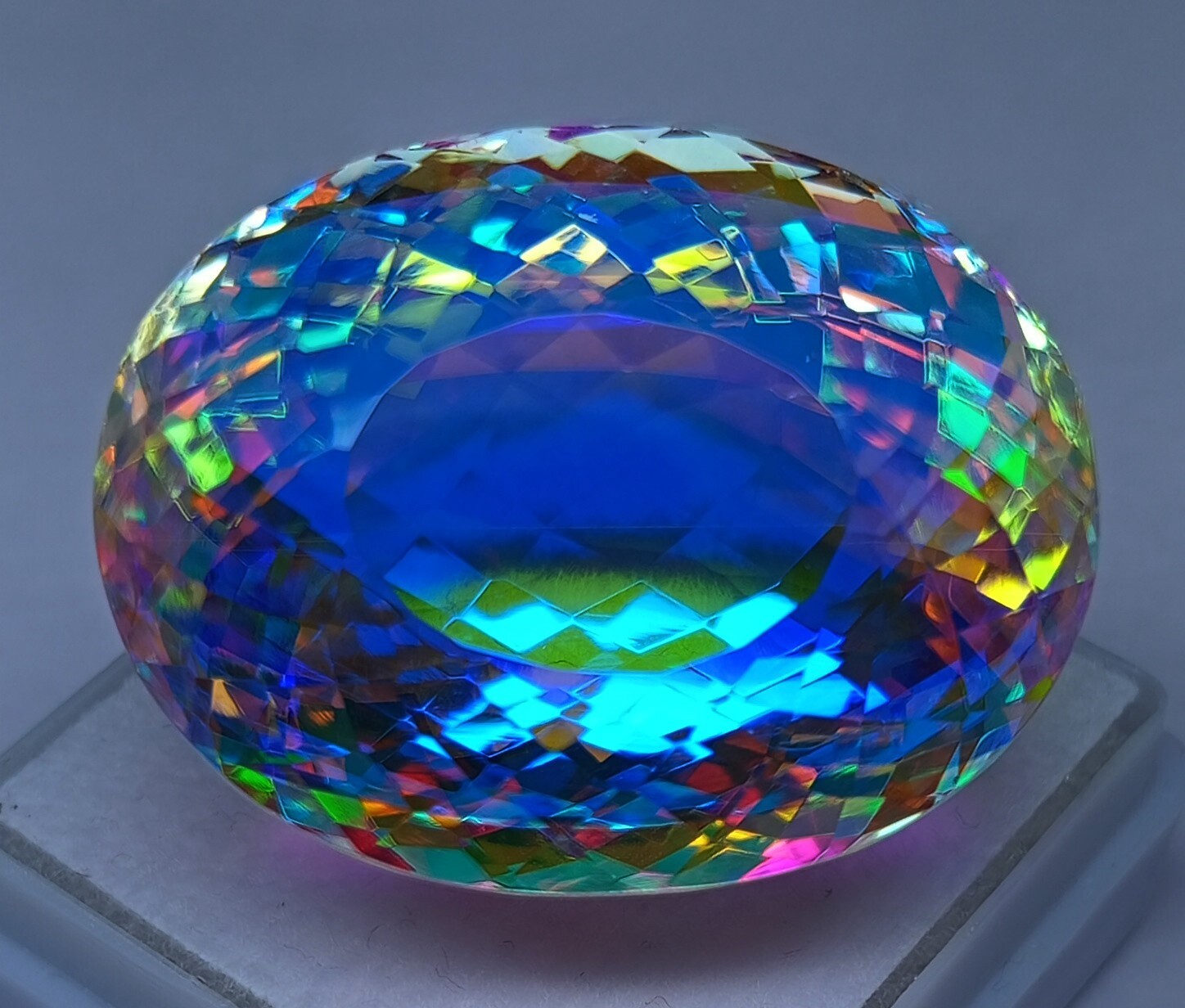 Mystic Topaz Natural Rainbow Certified Oval Cut 61.50Ct Loose Gemstone AAA