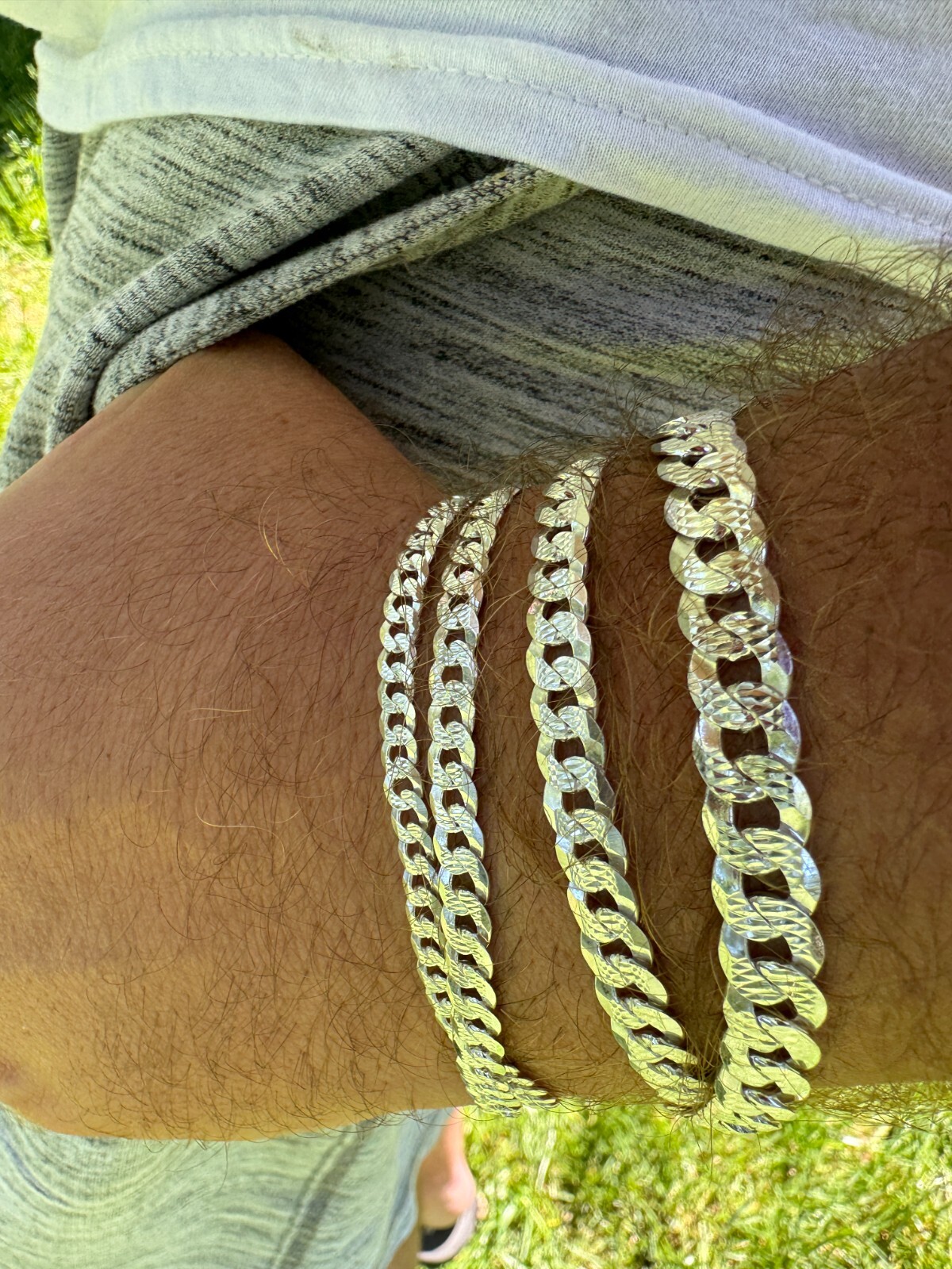 Real Solid 925 Silver Flat Diamond Cut Curb Cuban Link Bracelet 4-8mm