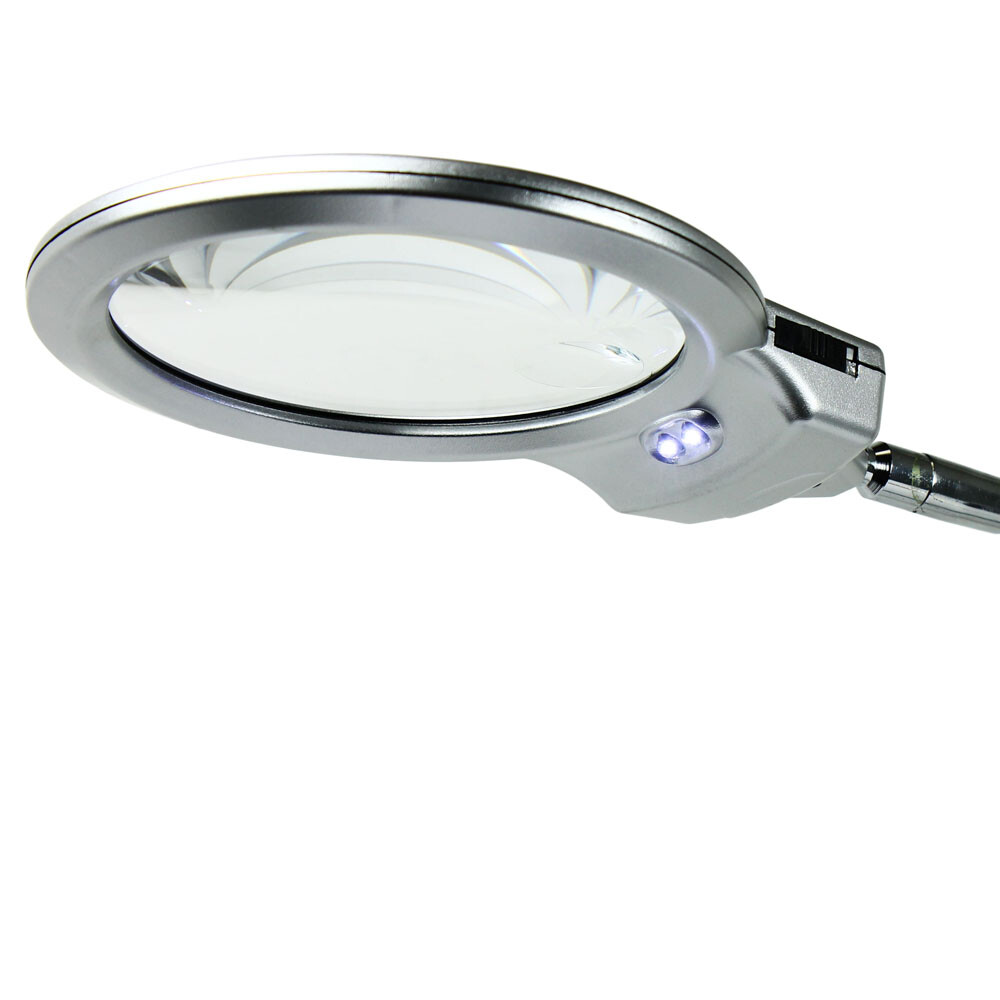 2.25X 5X Flexible Magnifying Lamp Lighted Desk Reading Loupe Magnifier w/ Clamp