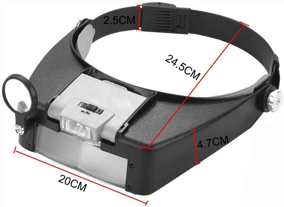 LED Headband Magnifier Visor Glasses Jeweler Loupe Watch Repair Magnifying