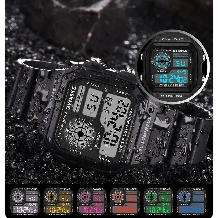 SYNOKE Digital Watches Men Sports Luminous Multifunction Waterproof Women Wristw