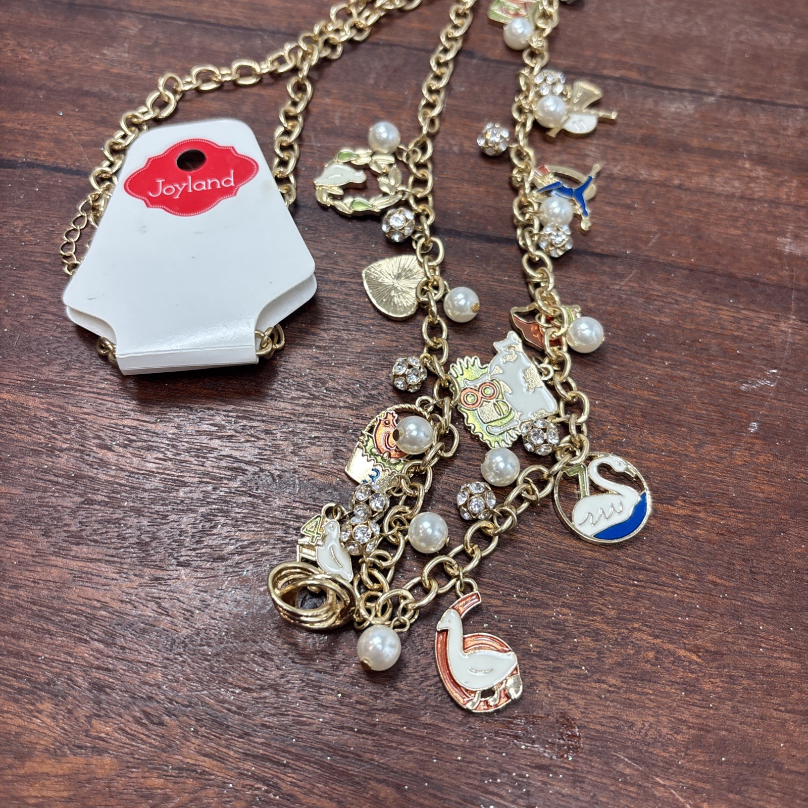 Women’s Gold Tone Christmas Necklace 12 Days Of Christmas Charms 30 Inch