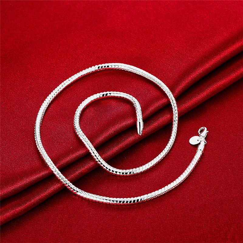 925 Sterling Silver 3mm Snake Chain Necklace 16-30 Inch Women Men Jewelry