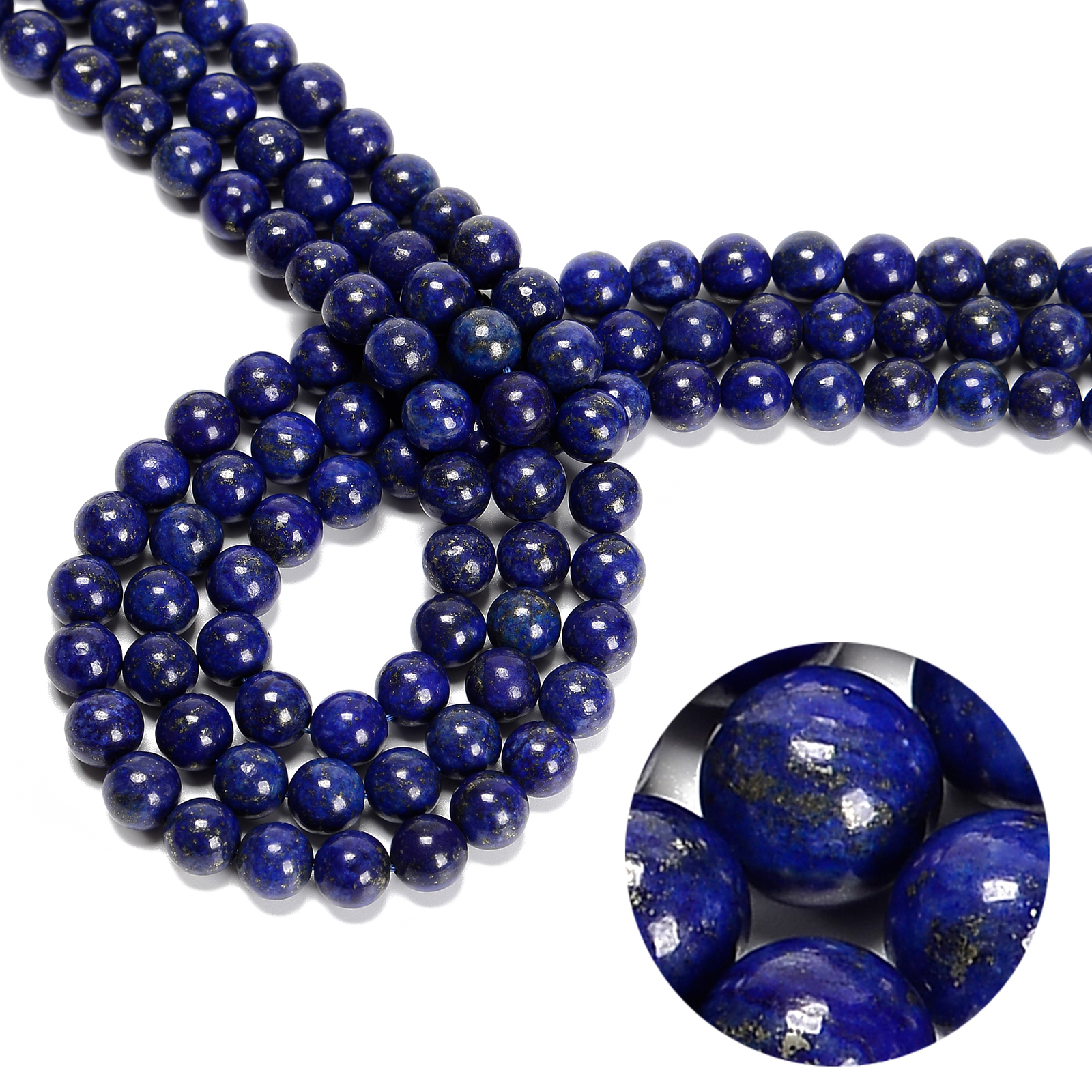 Lapis Lazuli Smooth Round Beads 6mm 8mm 10mm 12mm 15.5″ Strand