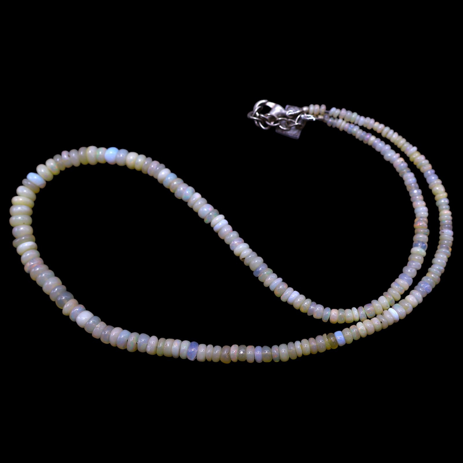 Smooth 2X6 MM Multi Color Fire Opal Beaded Not Applicable Rondelle Boho Necklace