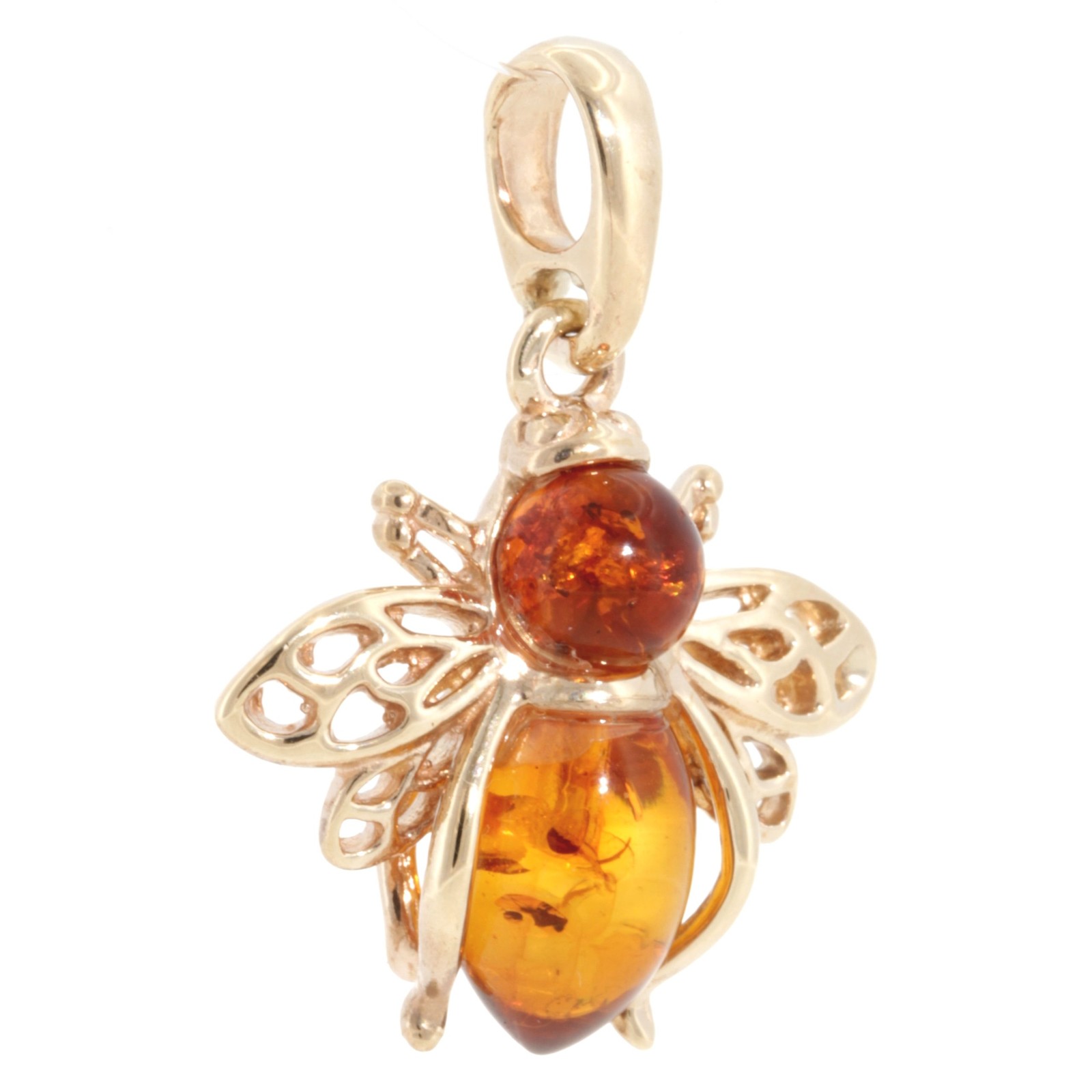 9Carat Yellow Gold Amber Bumble Bee Pendant (18.5x18mm)