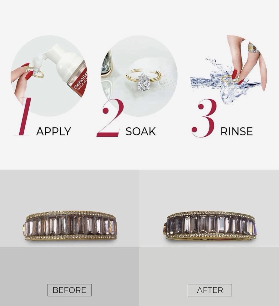 CONNOISSEURS All-Purpose Jewelry Cleansing Foam, Quick and Easy Jewelry Cleaner
