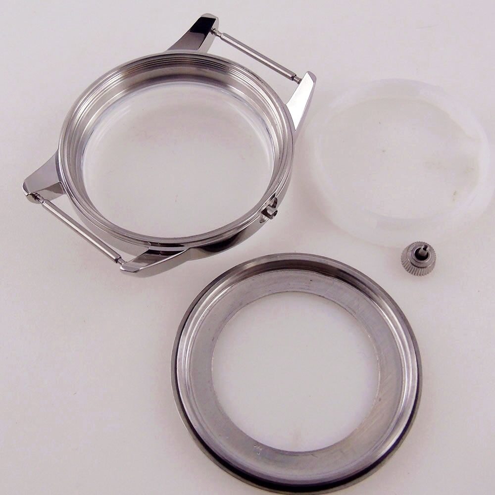 40mm Polish Silver Watch Case Bracelet Fit NH35 NH36 NH38 Black White 35mm Dial