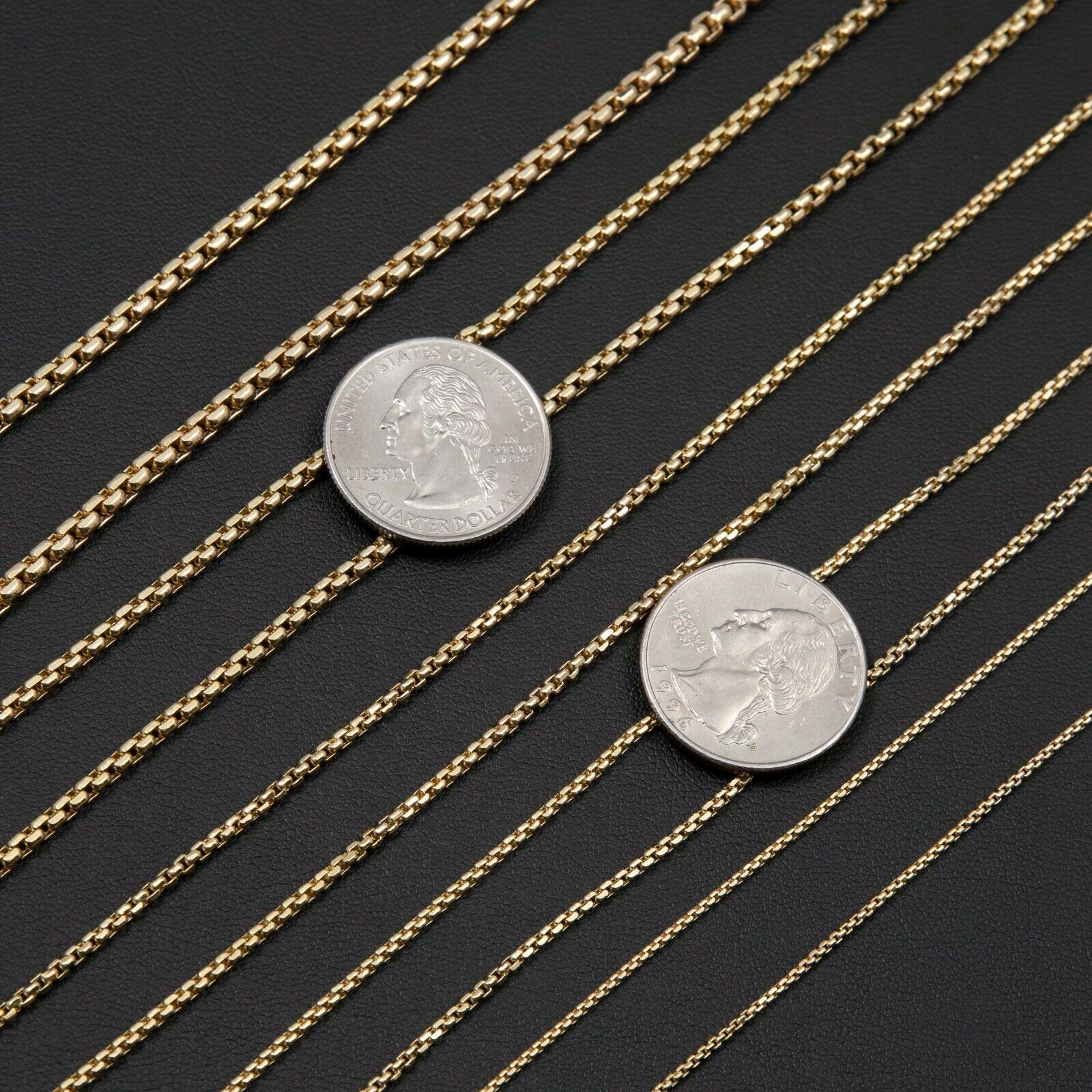 Necklace Round Box Link Chain Real 10K Yellow Gold All Sizes