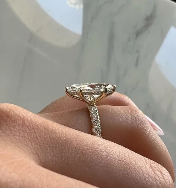 6Carat Dutch Marquise Cut Diamond Bridal Wedding Ring Set 14k White Gold Plated