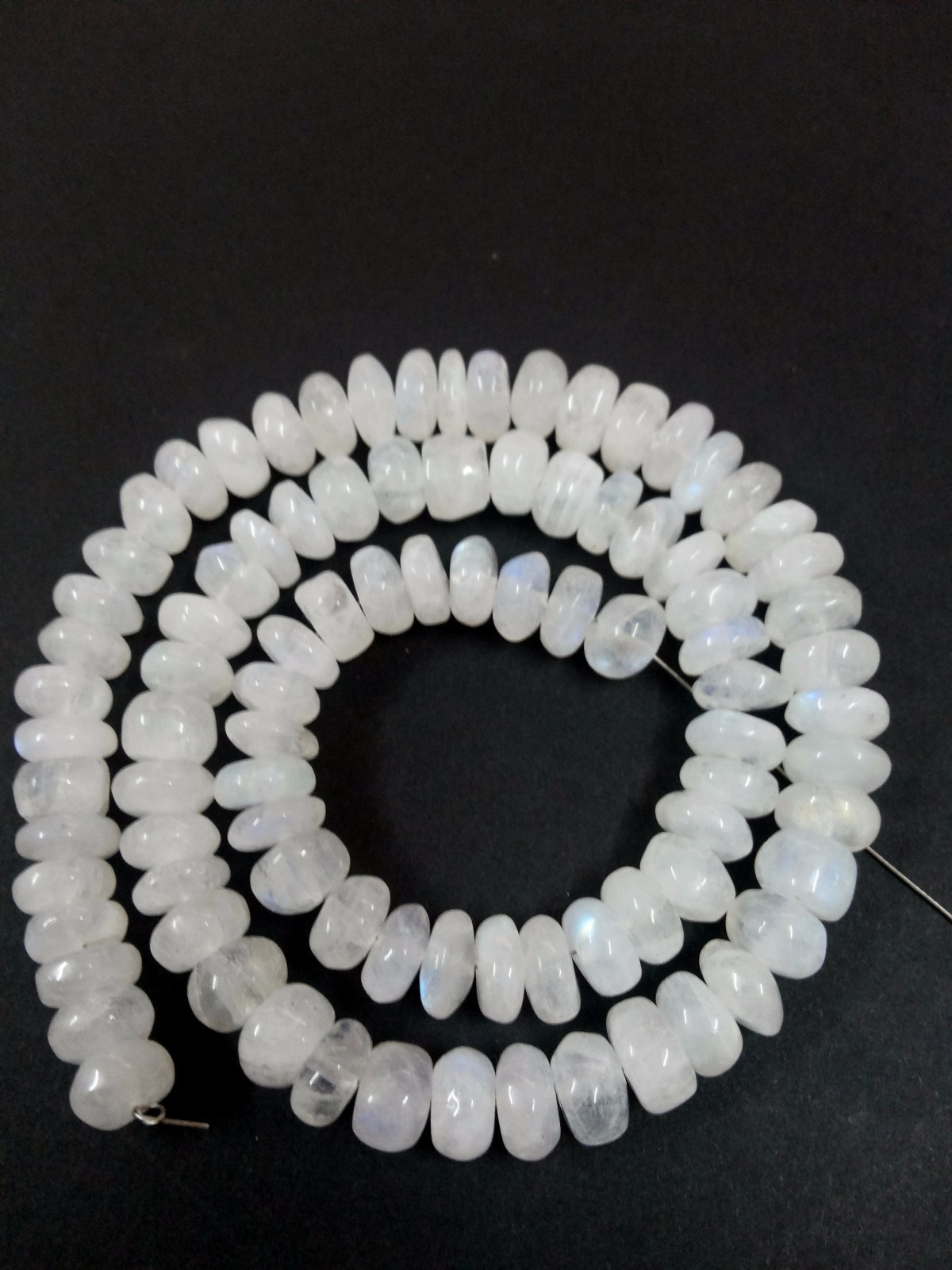 1 Strand Natural Rainbow Moonstone Rondelle Smooth 8-9mm Gemstone Beads 10″inch