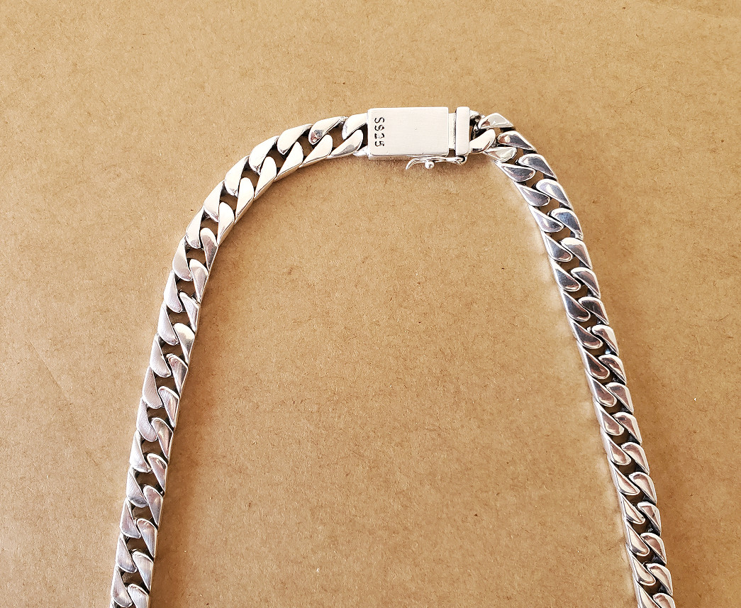 925 Sterling Silver Cuban Chain Necklace 8MM 60CM