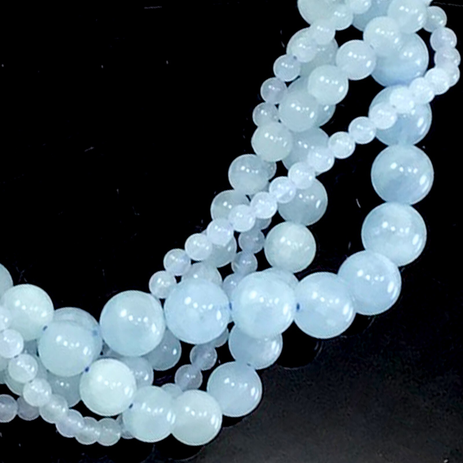 High Quality Natural Aquamarine Round Loose Beads 15″ strand 4mm 6mm 8mm 10 12mm