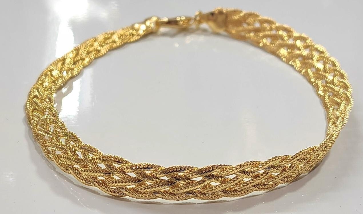 Gold Filled Braided Ankle Bracelet 9.75 inch Long