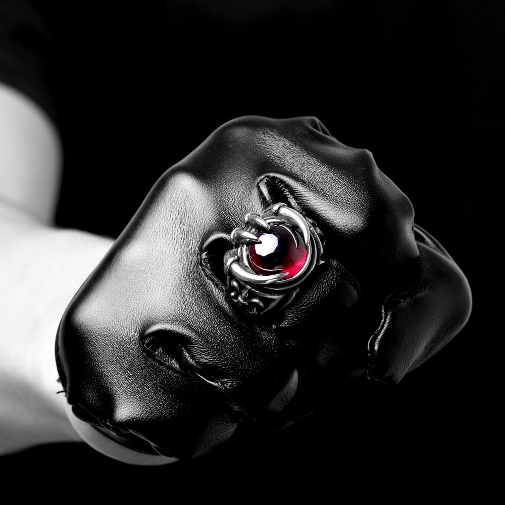 Stainless Steel Antique Gothic Biker Tribal Ring Black Red Men’s Unisex B208