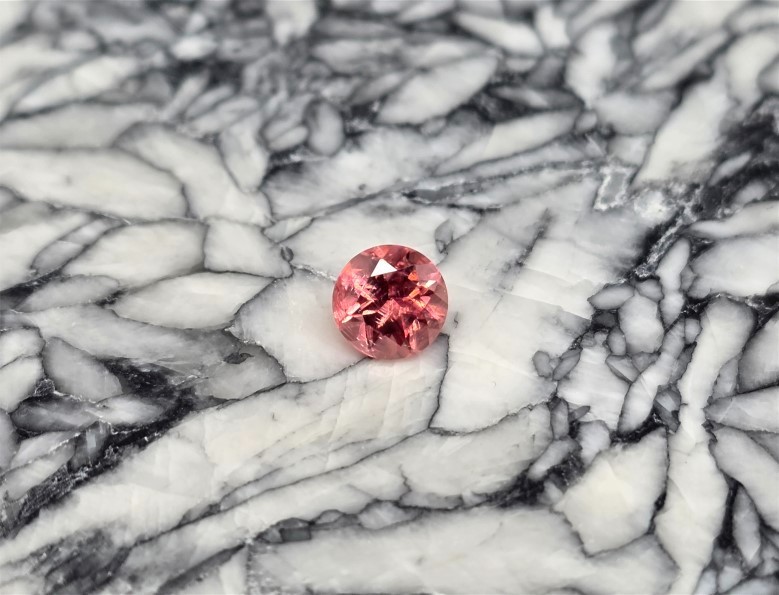 Faceted Rhodochrosite, .83 cts., 5.75 mm, SweetHome Mine, Alma, Colorado, #rh83
