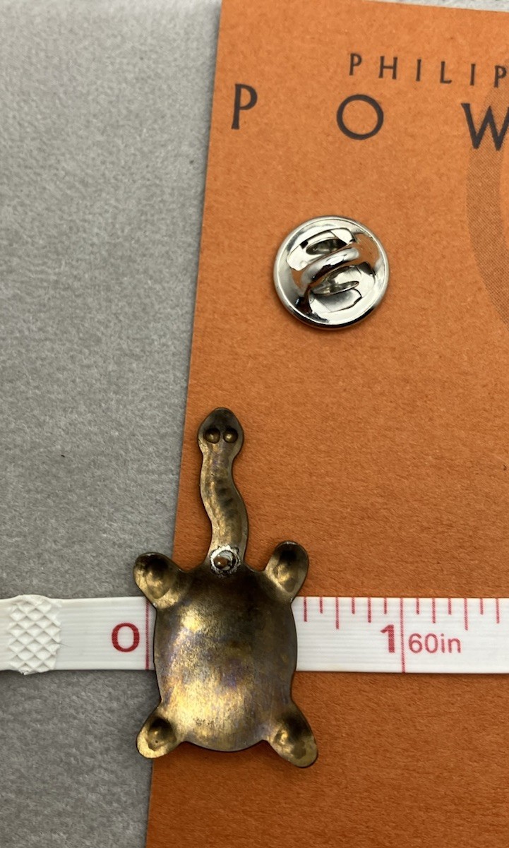 Handcrafted Coated Titanium Turtle Shaped Pin Australia 1.5 X .5 Inches