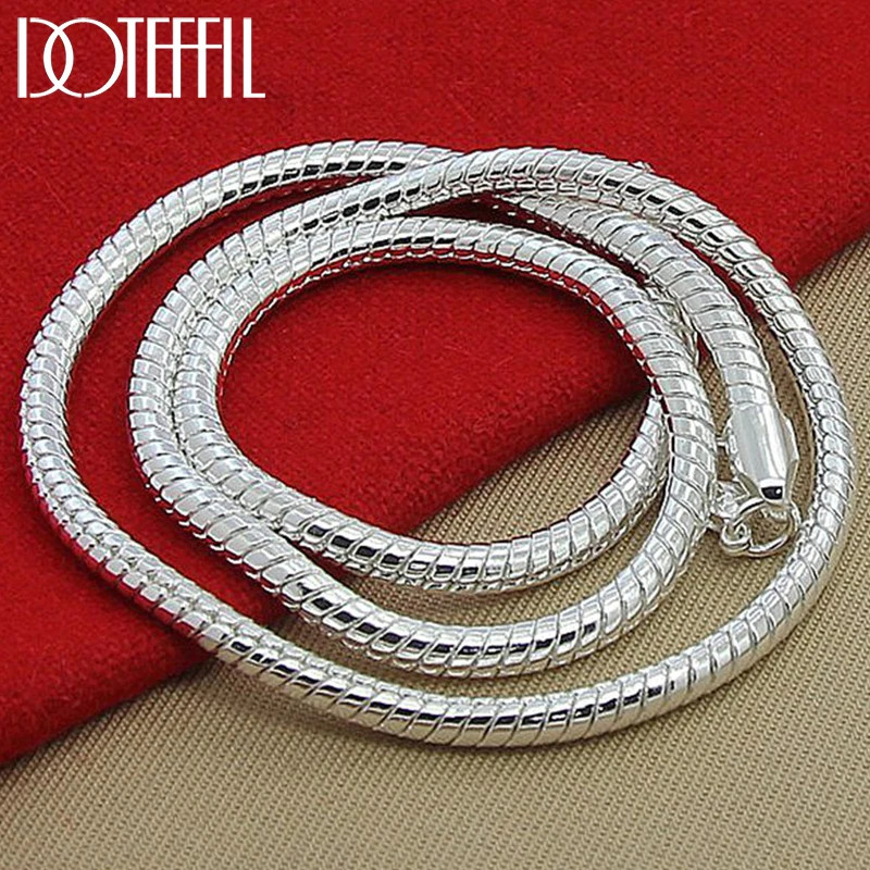 925 Sterling Silver 3mm Snake Chain Necklace 16-30 Inch Women Men Jewelry