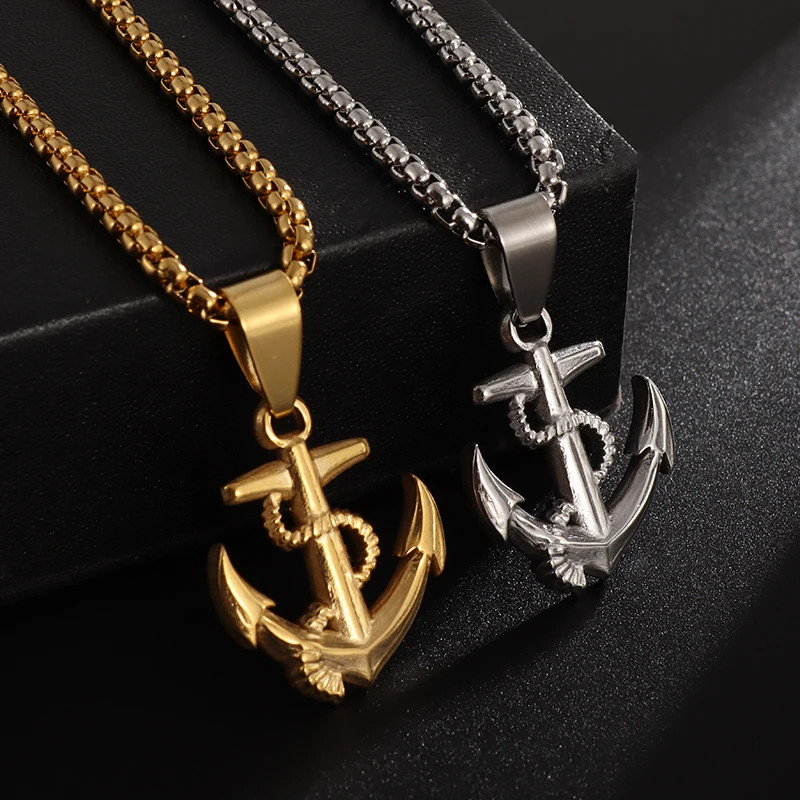Stainless Steel Pirates of The Caribbean Anchor Sailor Anchor Necklace Pendant M