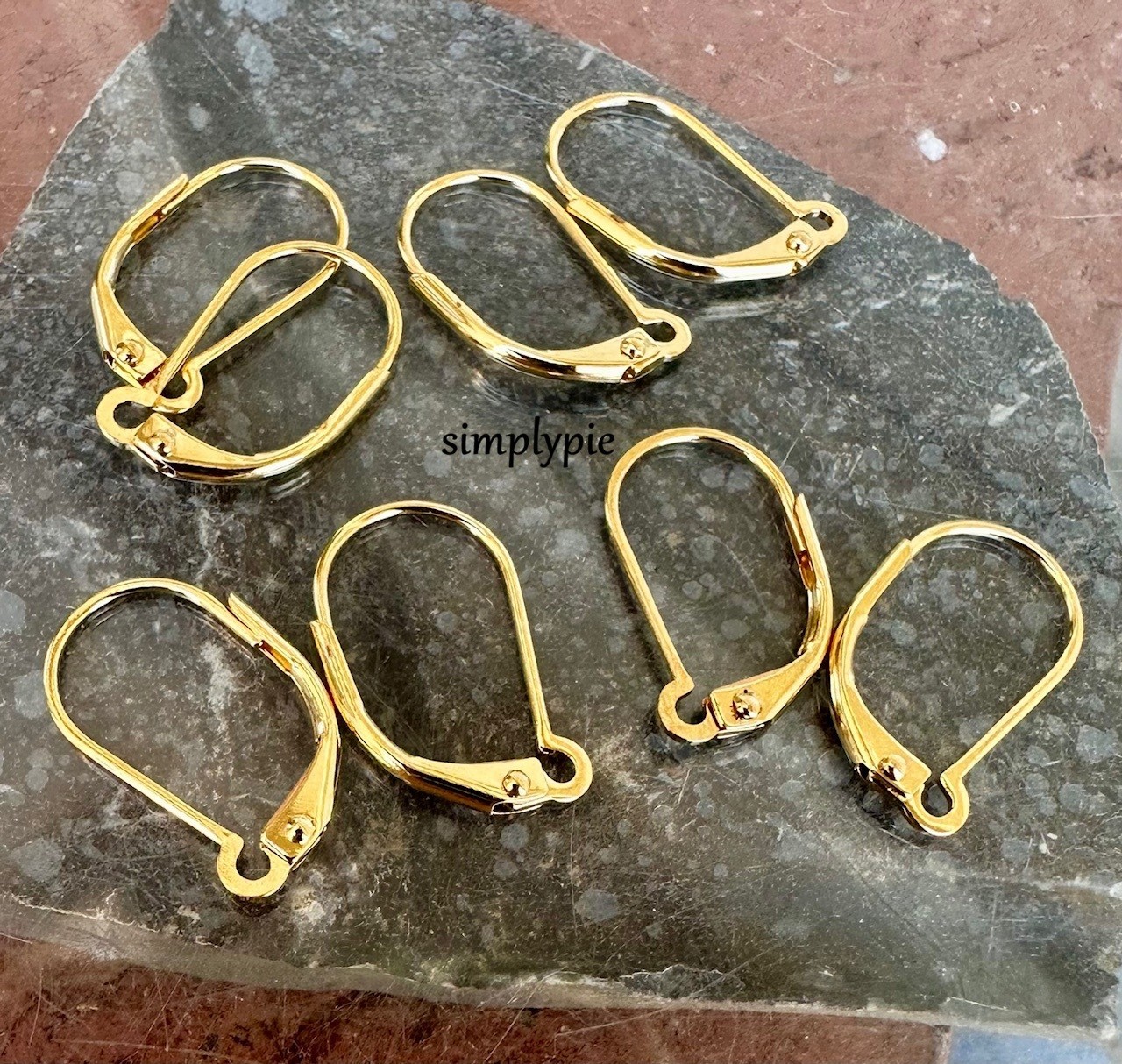Gold Interchangeable Leverback Earring 8pcs Earwires Open Loop Findings (4Pairs)