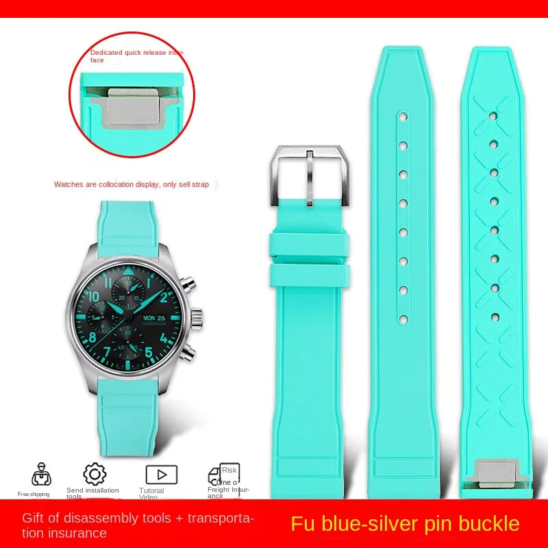 Fluoro Rubber Watch Strap for IWC Pilot IW388103/101 20 21mm Quick Release Band
