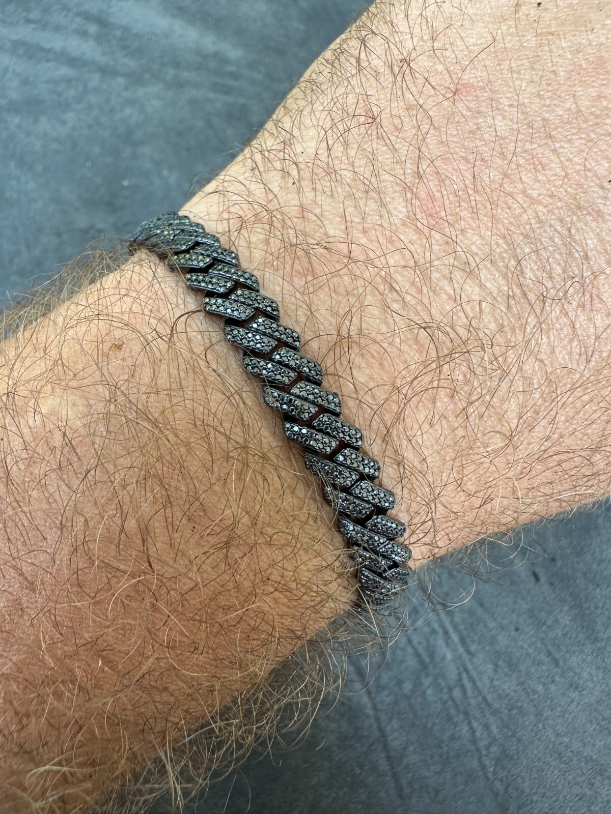 BLACK MOISSANITE 8mm Real Miami Cuban Link Prong Bracelet Iced Solid 925 Silver